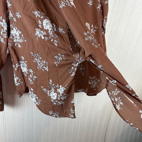 Alice‎ Blue XL Brown Floral Long Sleeve Shirt - Picture 3 of 5